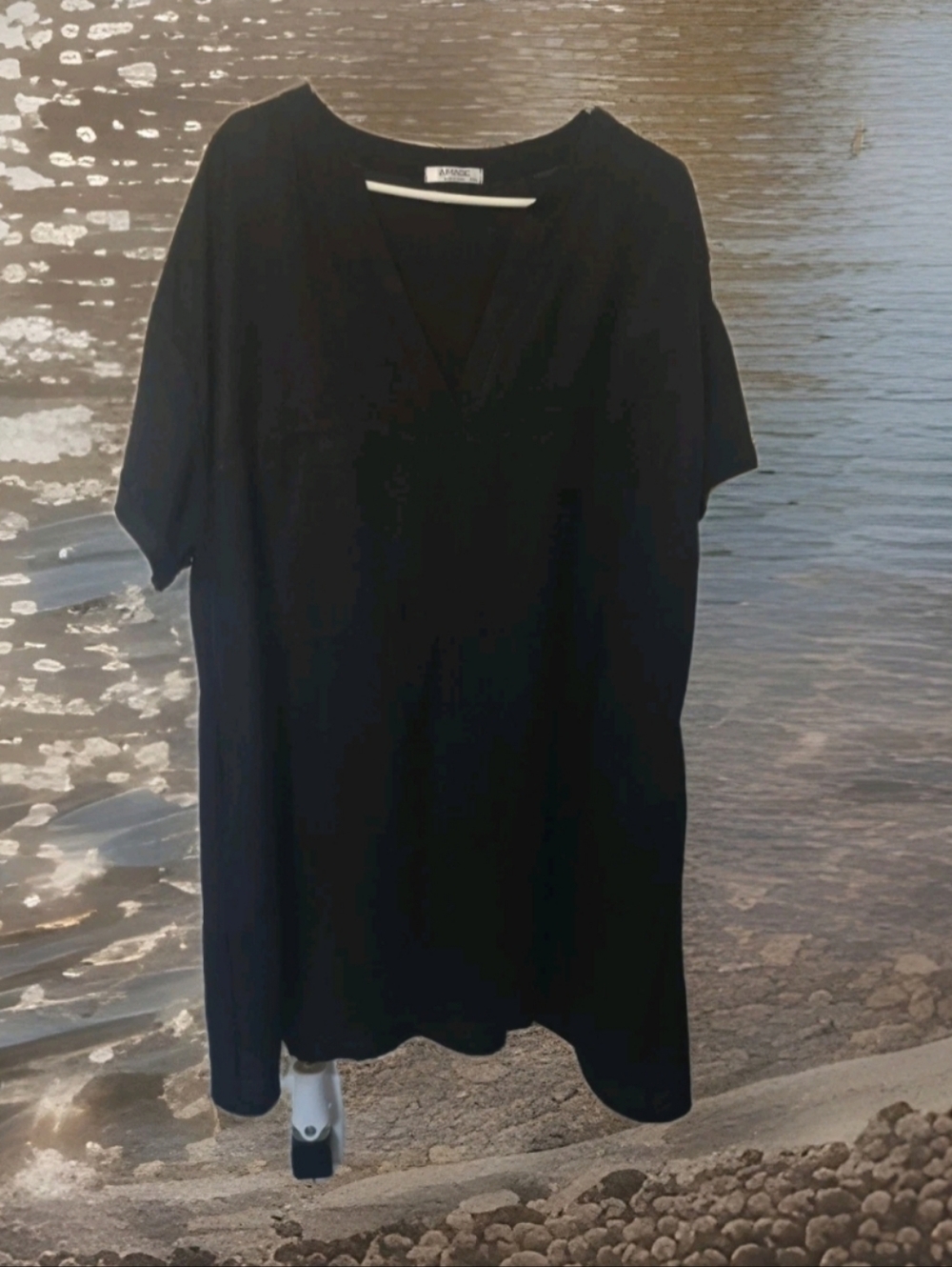 Pre-loved AIMAGE V Neck Shortsleeve Black Dress Tunic Sz 3X